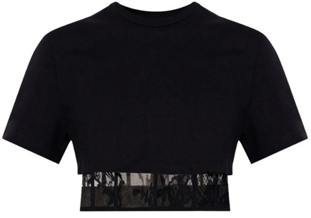 Alexander McQueen Tweelaagse korset T-shirt Alexander McQueen , Black , Dames - S,Xs,2Xs