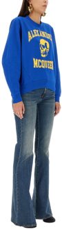 Alexander McQueen Varsiity Skull Sweatshirt Middelblauw