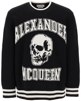 Alexander McQueen Varsity Sweater met Skull Motif Alexander McQueen , Black , Heren - L,S