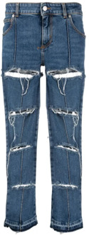 Alexander McQueen Versleten cropped jeans met gescheurde details Alexander McQueen , Blue , Dames - W26,W27