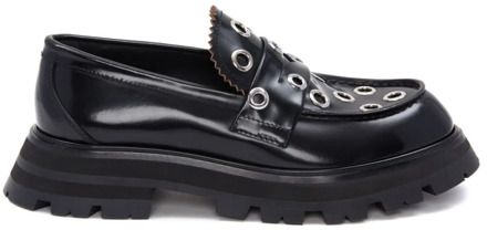 Alexander McQueen Wander Eyelet Loafers - Stijlvolle platte schoenen Alexander McQueen , Black , Dames - 36 Eu,39 Eu,39 1/2 Eu,40 EU