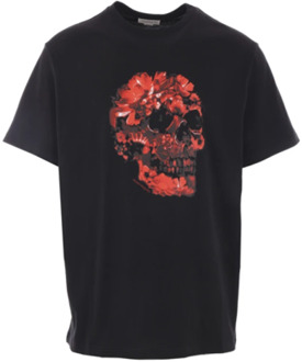 Alexander McQueen Wax Flower Skull T-shirt Alexander McQueen , Black , Heren - Xl,L,M,S