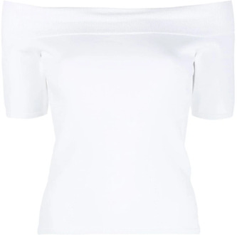 Alexander McQueen Wit Off-Shoulder T-Shirt Alexander McQueen , White , Dames - L