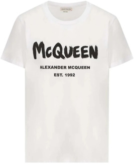 Alexander McQueen Wit Oversize Katoenen T-Shirt Alexander McQueen , White , Dames - S,Xs,2Xs