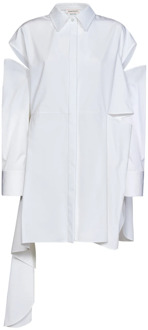 Alexander McQueen Witte Asymmetrische Hemd Jurk Alexander McQueen , White , Dames - S,2Xs