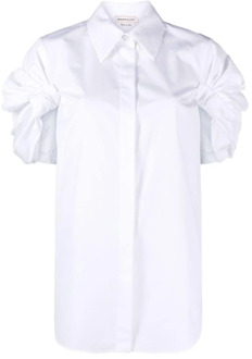 Alexander McQueen Witte Katoenen Poplin Overhemd met Gerimpelde Details Alexander McQueen , White , Dames - S,Xs,2Xs