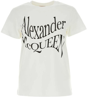 Alexander McQueen Witte katoenen T-shirt Alexander McQueen , White , Dames - S,Xs,2Xs