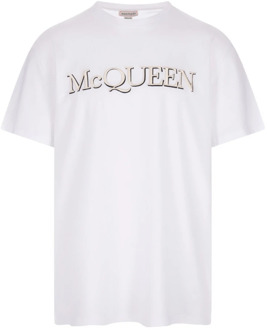 Alexander McQueen Witte Katoenen T-Shirt Ronde Hals Alexander McQueen , White , Heren - M,S