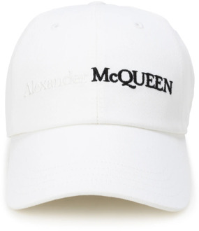 Alexander McQueen Witte Logo Geborduurde Katoenen Baseballpet Alexander McQueen , White , Heren - L,M