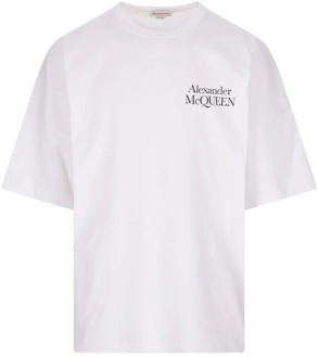 Alexander McQueen Witte Logo Oversize T-shirt voor Heren Alexander McQueen , White , Heren - XL