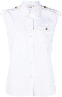 Alexander McQueen Witte Militair-geïnspireerde Mouwloze Shirt Alexander McQueen , White , Dames - L,S