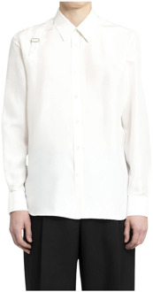 Alexander McQueen Witte Zijden Harnas Shirt Alexander McQueen , Beige , Heren - 2Xl,Xl,L,3Xl