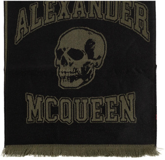 Alexander McQueen Wollen sjaal met logo Alexander McQueen , Black , Heren - ONE Size