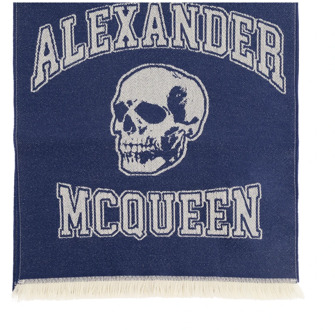 Alexander McQueen Wollen sjaal met logo Alexander McQueen , Blue , Heren - ONE Size