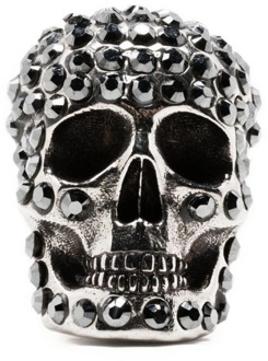 Alexander McQueen Zilveren Skull Charme Oorbel Alexander McQueen , Gray , Dames - ONE Size