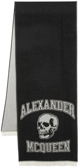 Alexander McQueen Zwart en Grijs Logo Sjaal Alexander McQueen , Black , Heren - ONE Size