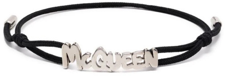 Alexander McQueen Zwart Logo-Plaque Armband Alexander McQueen , Black , Heren - ONE Size