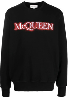 Alexander McQueen Zwart Logo Print Sweatshirt Ronde Hals Alexander McQueen , Black , Heren - Xl,L,M,S