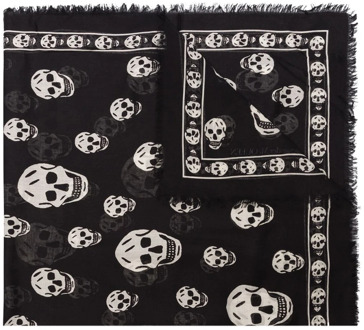 Alexander McQueen Zwart Sjaal met Skull Print Alexander McQueen , Black , Heren - ONE Size