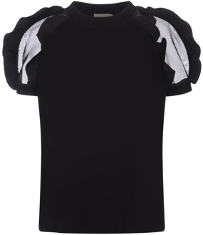 Alexander McQueen Zwart T-shirt met Organza Mouwen Alexander McQueen , Black , Dames - 2XS