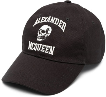 Alexander McQueen Zwarte baseballpet met Varsity Skull borduursel Alexander McQueen , Black , Heren - L,M