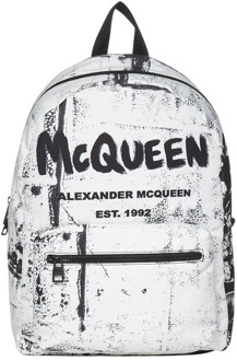 Alexander McQueen Zwarte Bucket Bag & Rugzak met Graffiti Handtekening Alexander McQueen , Multicolor , Heren - ONE Size