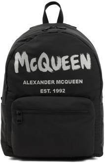 Alexander McQueen Zwarte Graffiti Rugzak Emmer Tas Alexander McQueen , Black , Heren - ONE Size