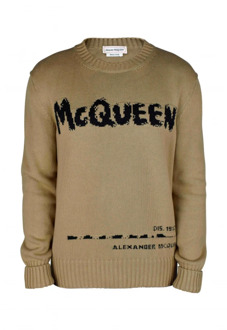 Alexander McQueen Zwarte Graffiti Sweater Alexander McQueen , Beige , Heren - L
