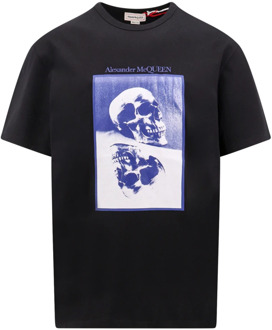 Alexander McQueen Zwarte katoenen T-shirt met reflecterende schedelprint Alexander McQueen , Black , Heren - M,S