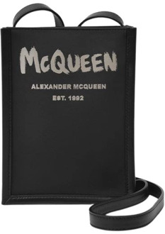 Alexander McQueen Zwarte Leren Mini Crossbody Tas Alexander McQueen , Black , Dames - ONE Size