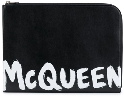 Alexander McQueen Zwarte logo-print documenthouder Alexander McQueen , Black , Heren - ONE Size