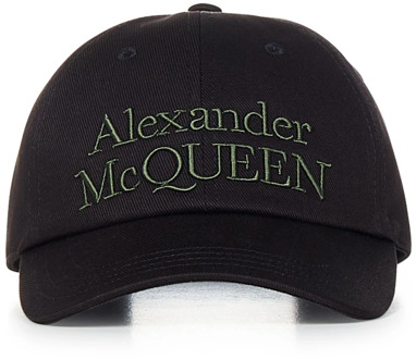 Alexander McQueen Zwarte militair groene geborduurde hoed Alexander McQueen , Black , Heren - L,M,S
