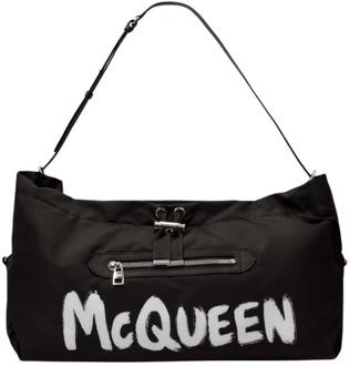 Alexander McQueen Zwarte Nylon Trekkoordtas Alexander McQueen , Black , Dames - ONE Size