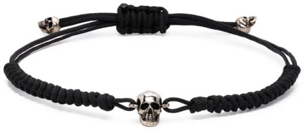 Alexander McQueen Zwarte Skull Armband met Verstelbaar Koord Alexander McQueen , Black , Heren - ONE Size