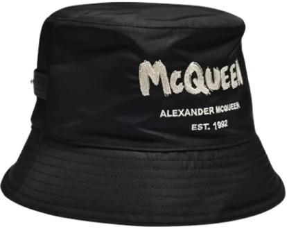 Alexander McQueen Zwarte Stoffen Bucket Hat Alexander McQueen , Black , Dames - ONE Size