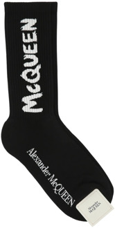 Alexander McQueen Zwarte stretch katoenen sokken voor heren Alexander McQueen , Black , Heren - L
