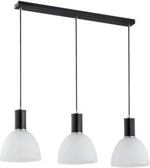 Alfa Hanglamp Dana met glazen kappen, 3-lamps zwart, wit