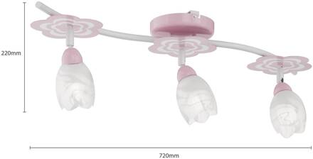 Alfa Kinderkamer-plafondlamp Mailin in roze langwerpig roze, wit