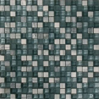 Alfa Mosaico Mozaiek Illusion mix grijs-zwart glas/marmer 1,5x1,5x0,8 cm -  Mix, Grijs, Zwart Prijs per 1 matje.