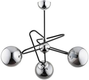 Alfa Plafondlamp Sagito, 3-lamps, chroom/zwart chroom, zwart