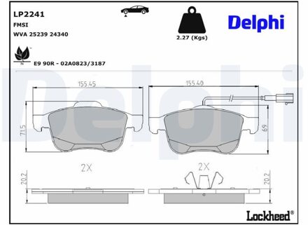 Alfa Romeo Jeu De Plaquettes De Frein LP2241