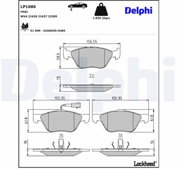 Alfa Romeo Remblokkenset, schijfrem LP1686