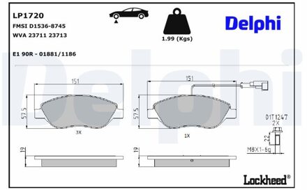 Alfa Romeo Remblokkenset, schijfrem LP1720