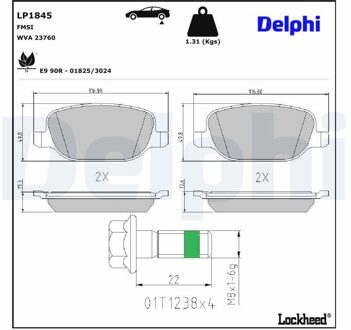 Alfa Romeo Remblokkenset, schijfrem LP1845