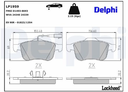 Alfa Romeo Remblokkenset, schijfrem LP1959