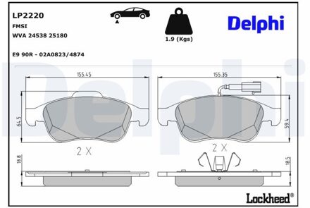 Alfa Romeo Remblokkenset, schijfrem LP2220