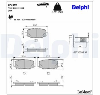 Alfa Romeo Remblokkenset, schijfrem LP3194