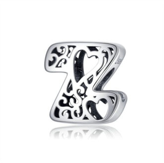 Alfabet bedel letter z met hartjes Zilver - One size