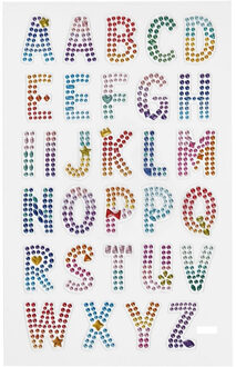 Alfabet stickervel - 60x plakletters - diamant gekleurd - stukkervellen / Hobby knutsel stickers