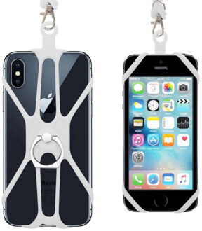 Algemene Doeleinden Siliconen Mobiele Telefoon Lanyard Rocontrip Strap Case Houder Met Afneembare Draagriem Universal Voor Smartphone Hf wit